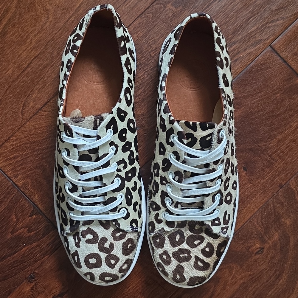 Two Pretty Leopard Print Genuine Calf Hair Sneakers - Leather Lined - Picture 3 of 11